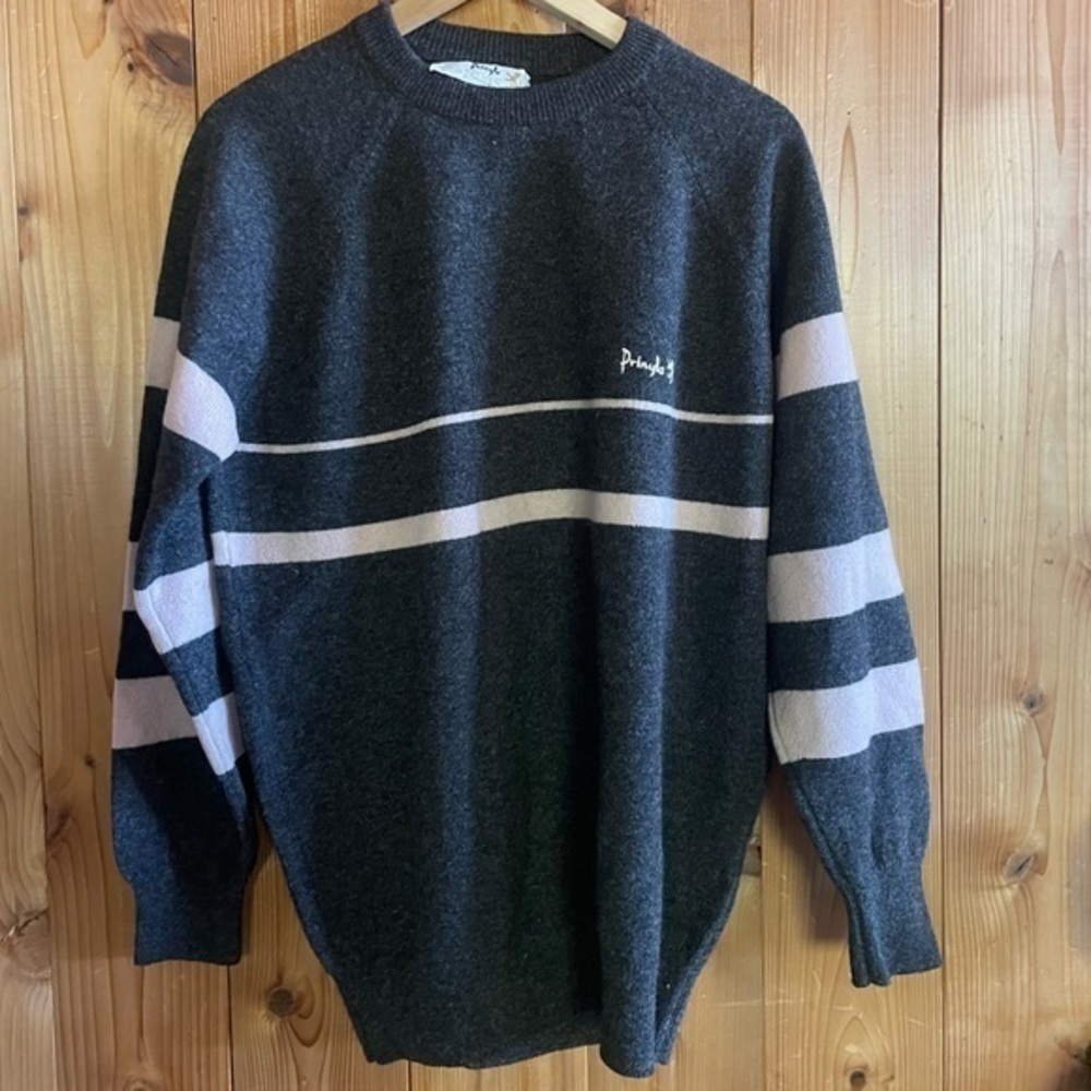 Pringle Dark Gray and Light Pink Crewneck Sweater